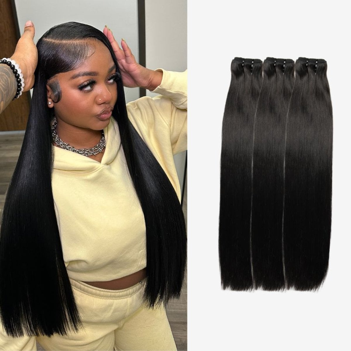 Tissages en cheveux naturels lisses WowAngel